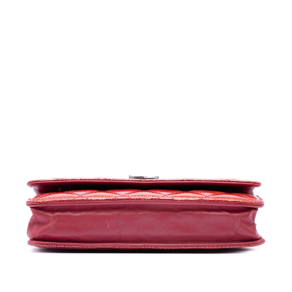 Chanel Paris Dallas CC Quilted Patent Goatskin Wallet on Chain - Red