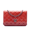 Chanel Paris Dallas CC Quilted Patent Goatskin Wallet on Chain - Red
