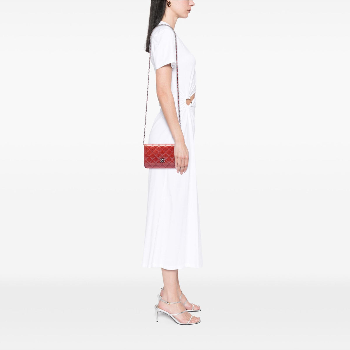 Chanel Paris Dallas CC Quilted Patent Goatskin Wallet on Chain - Red