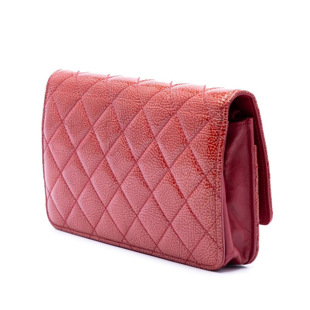 Chanel Paris Dallas CC Quilted Patent Goatskin Wallet on Chain - Red