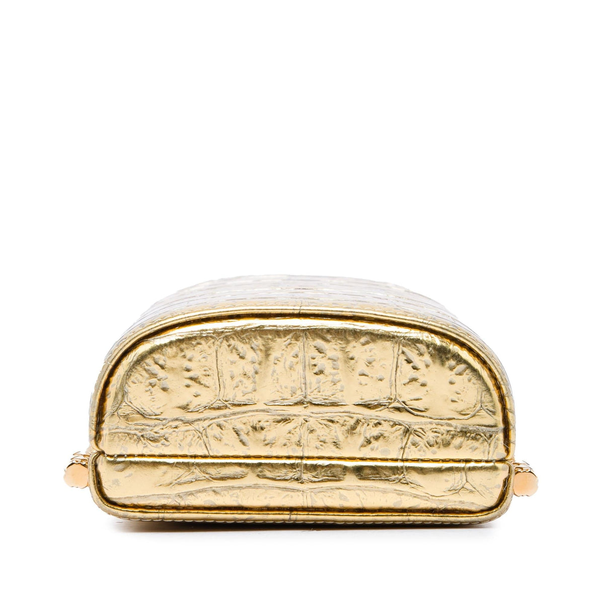 Chanel Paris New York CC Croc Embossed Metallic Calfskin Box Minaudiere Bag - Gold