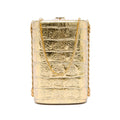 Chanel Paris New York CC Croc Embossed Metallic Calfskin Box Minaudiere Bag - Gold
