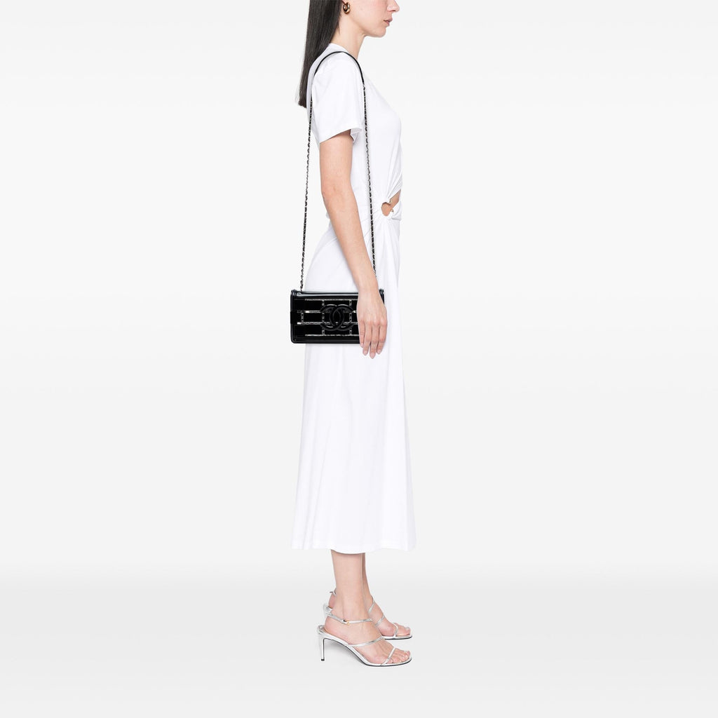 Chanel Patent and Acrylic Crystal Embellished Boy Brick Horizontal Flap Crossbody Bag - Black