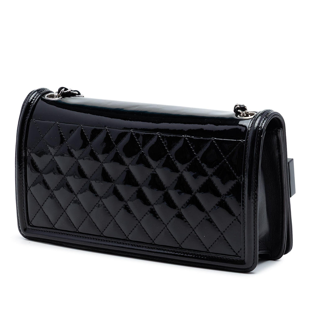 Chanel Patent and Acrylic Crystal Embellished Boy Brick Horizontal Flap Crossbody Bag - Black