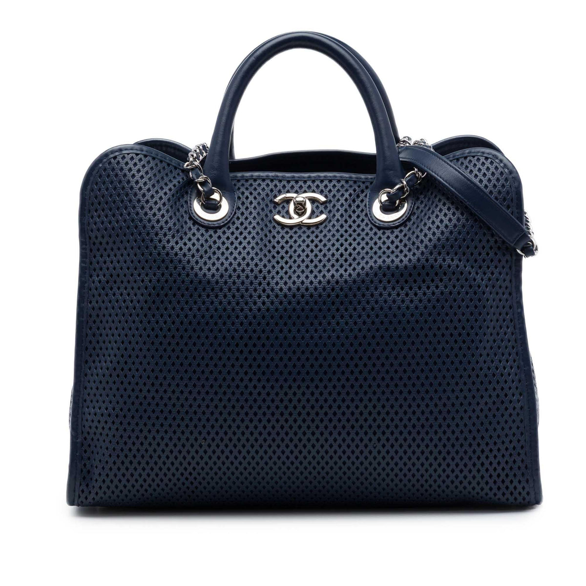 Chanel Perforated Calfskin Up In The Air Tote Bag - Blue