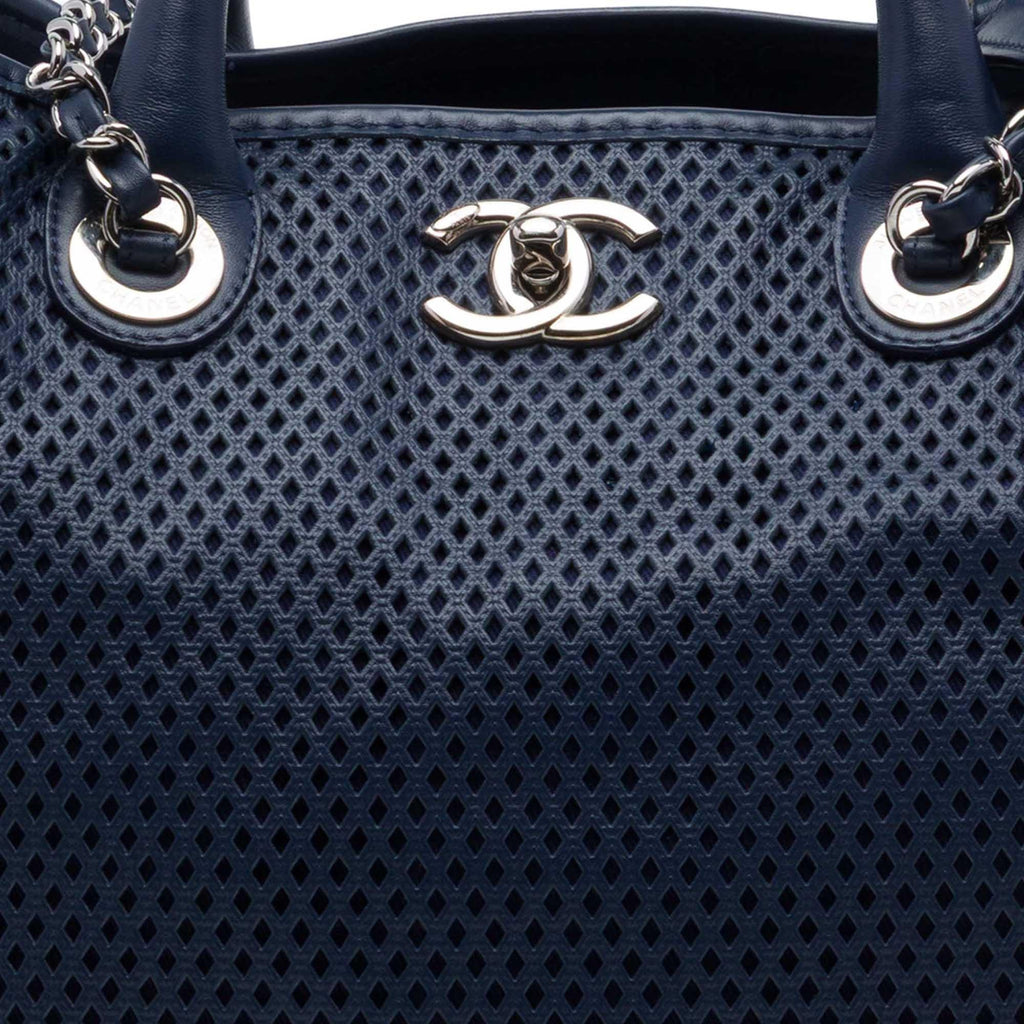 Chanel Perforated Calfskin Up In The Air Tote Bag - Blue