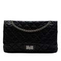 Chanel Quilted Aged Calfskin Reissue 2.55 Double Flap 227 Shoulder Bag - Black