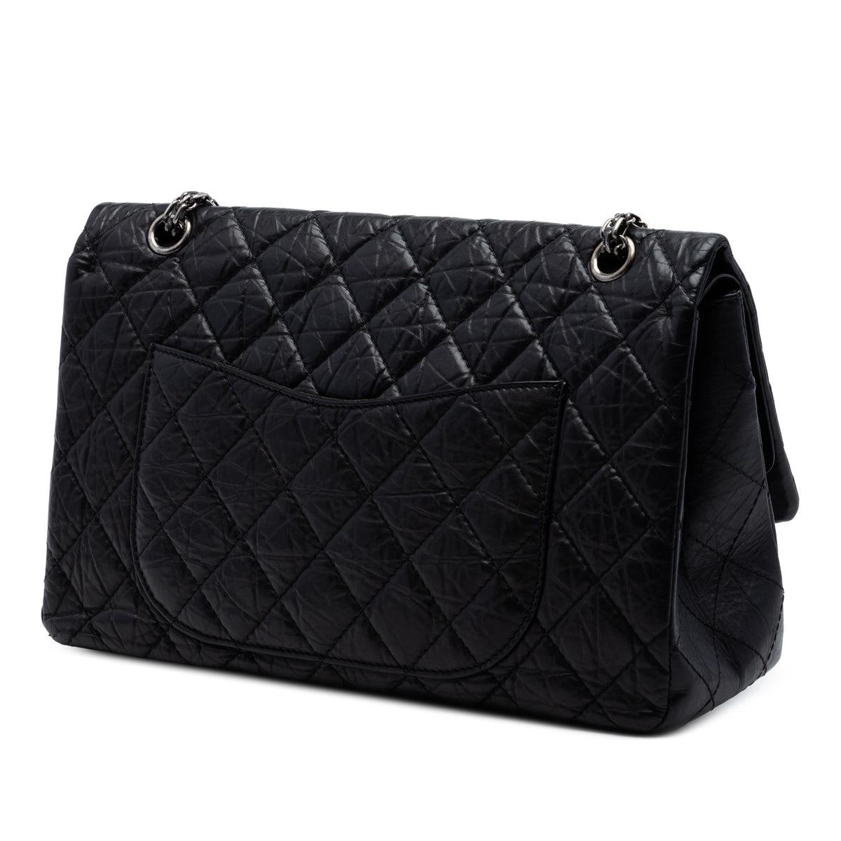 Chanel Quilted Aged Calfskin Reissue 2.55 Double Flap 227 Shoulder Bag - Black
