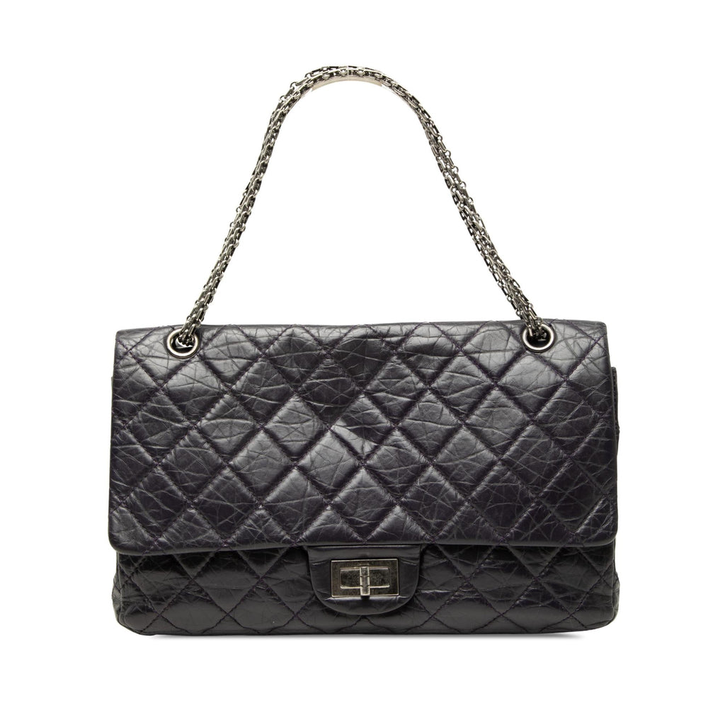 Chanel Quilted Aged Calfskin Reissue 2.55 Double Flap 227 Shoulder Bag - Purple
