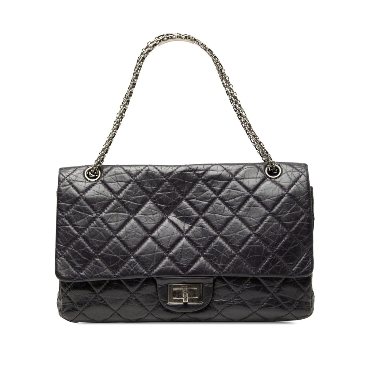 Chanel Quilted Aged Calfskin Reissue 2.55 Double Flap 227 Shoulder Bag - Purple