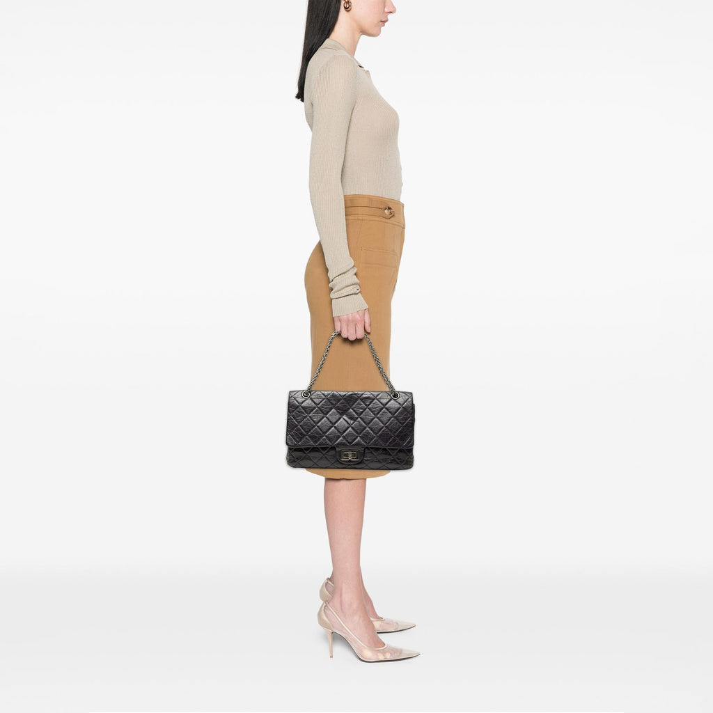 Chanel Quilted Aged Calfskin Reissue 2.55 Double Flap 227 Shoulder Bag - Purple