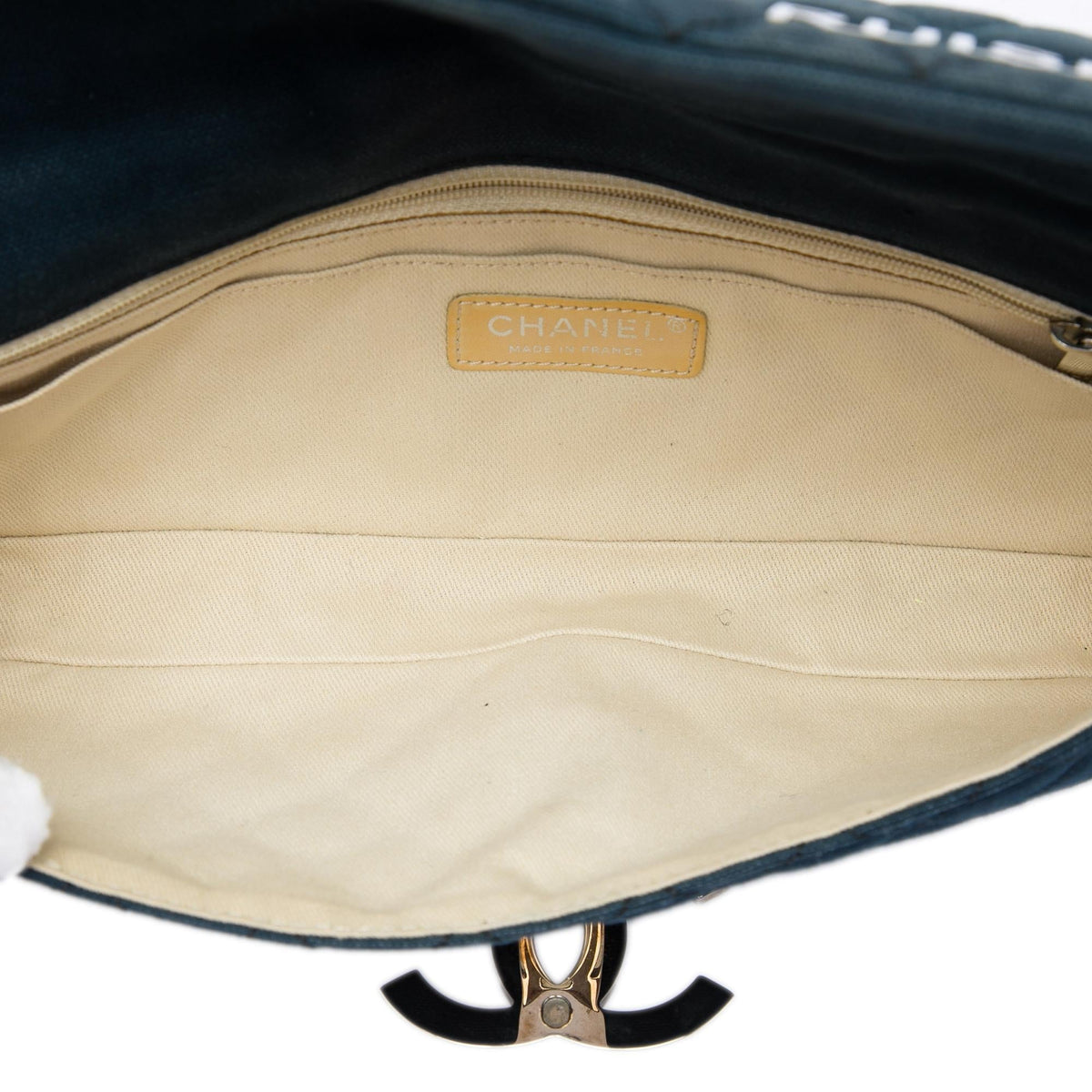 Chanel Quilted Canvas CC Cruise East West Flap Clutch - Blue