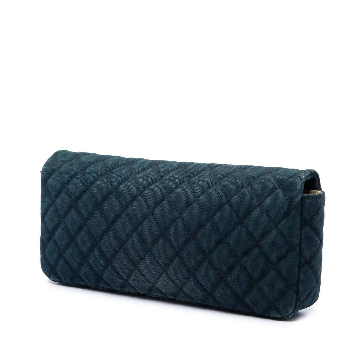 Chanel Quilted Canvas CC Cruise East West Flap Clutch - Blue