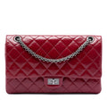 Chanel Quilted Crinkled Patent Reissue 2.55 Double Flap 226 Shoulder Bag - Red