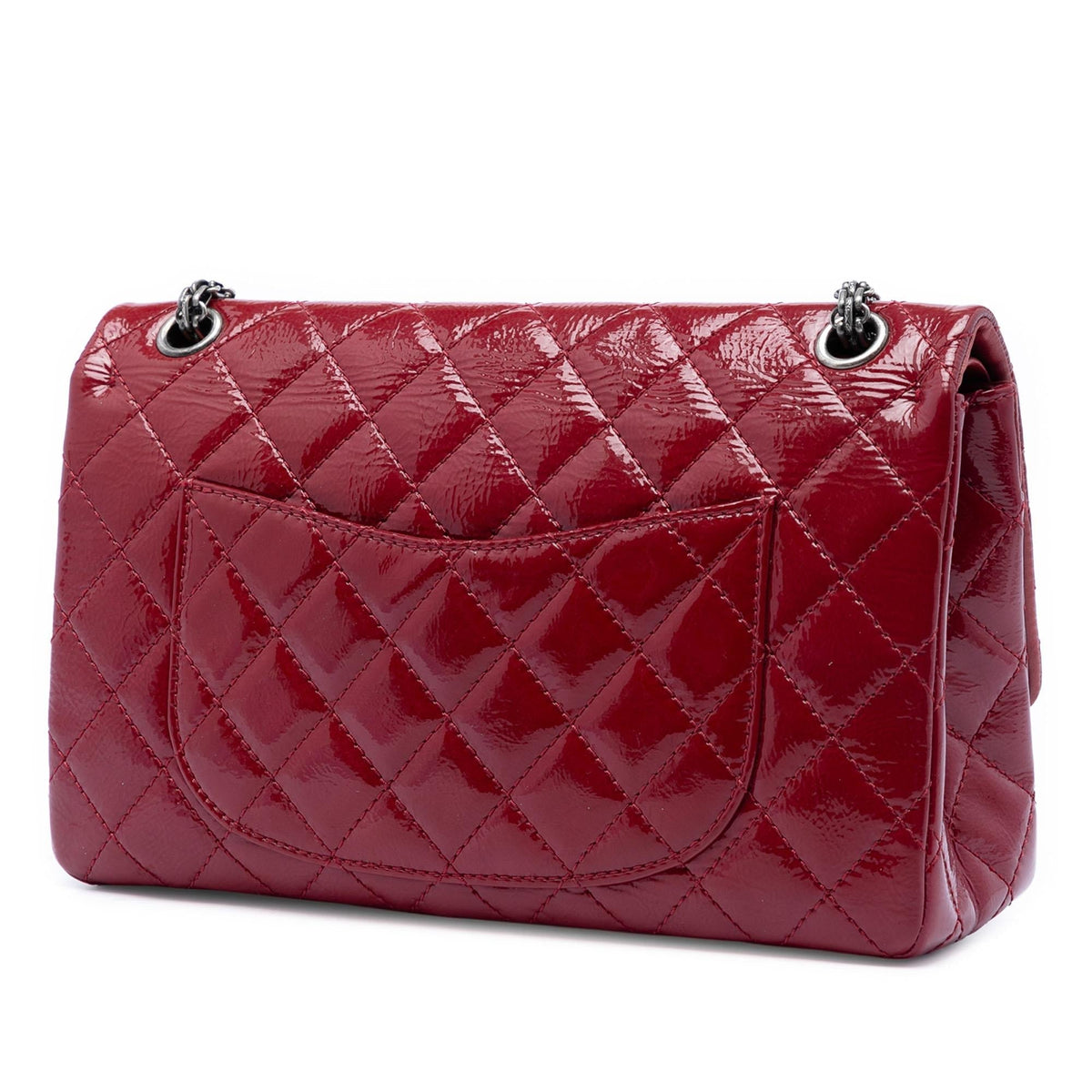 Chanel Quilted Crinkled Patent Reissue 2.55 Double Flap 226 Shoulder Bag - Red