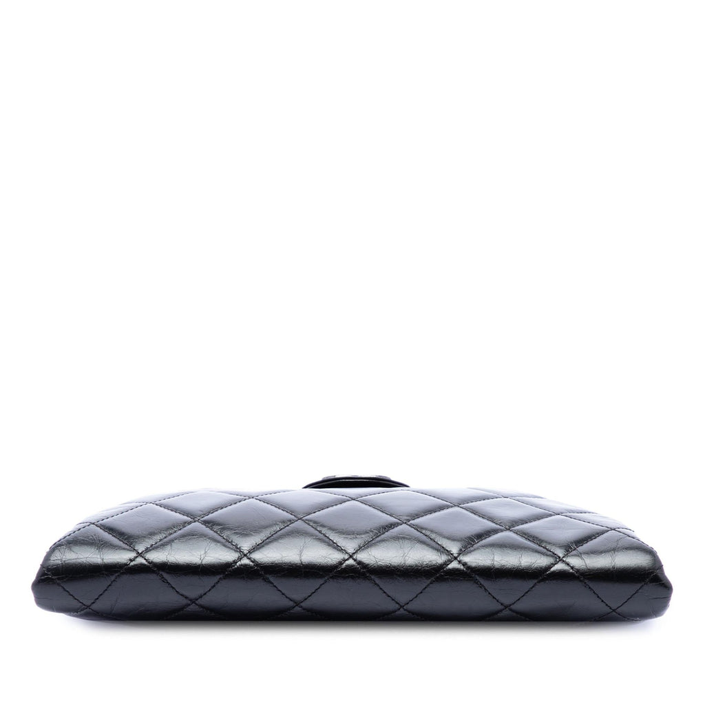 Chanel Quilted Glazed Calfskin Coco Pleats Chain Clutch - Black