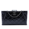 Chanel Quilted Glazed Calfskin Coco Pleats Chain Clutch - Black
