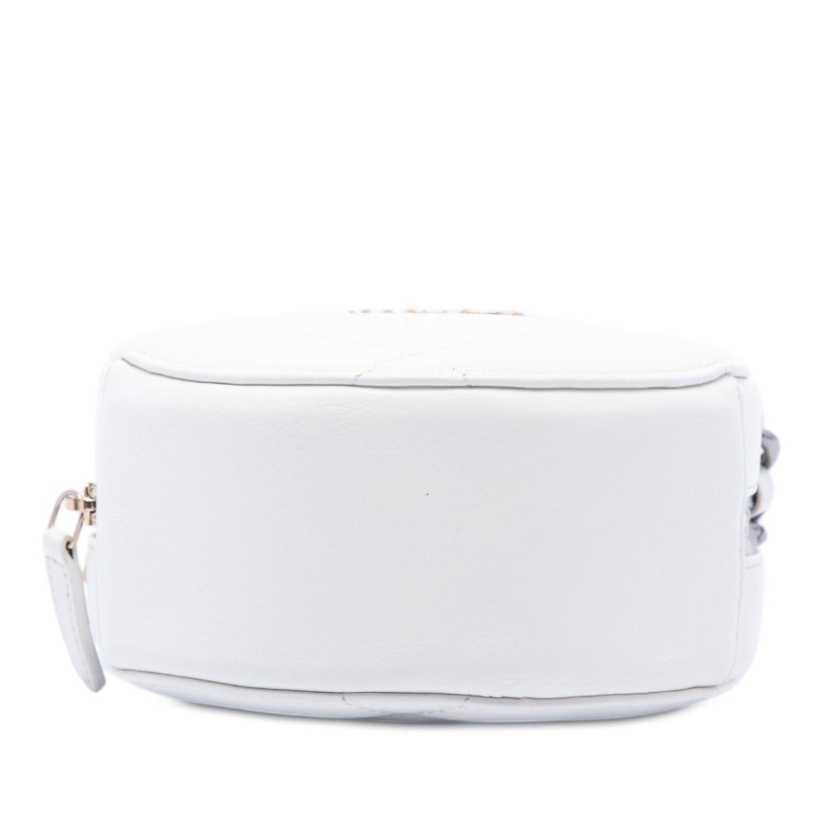 Chanel Quilted Goatskin 19 Round Clutch With Chain - White