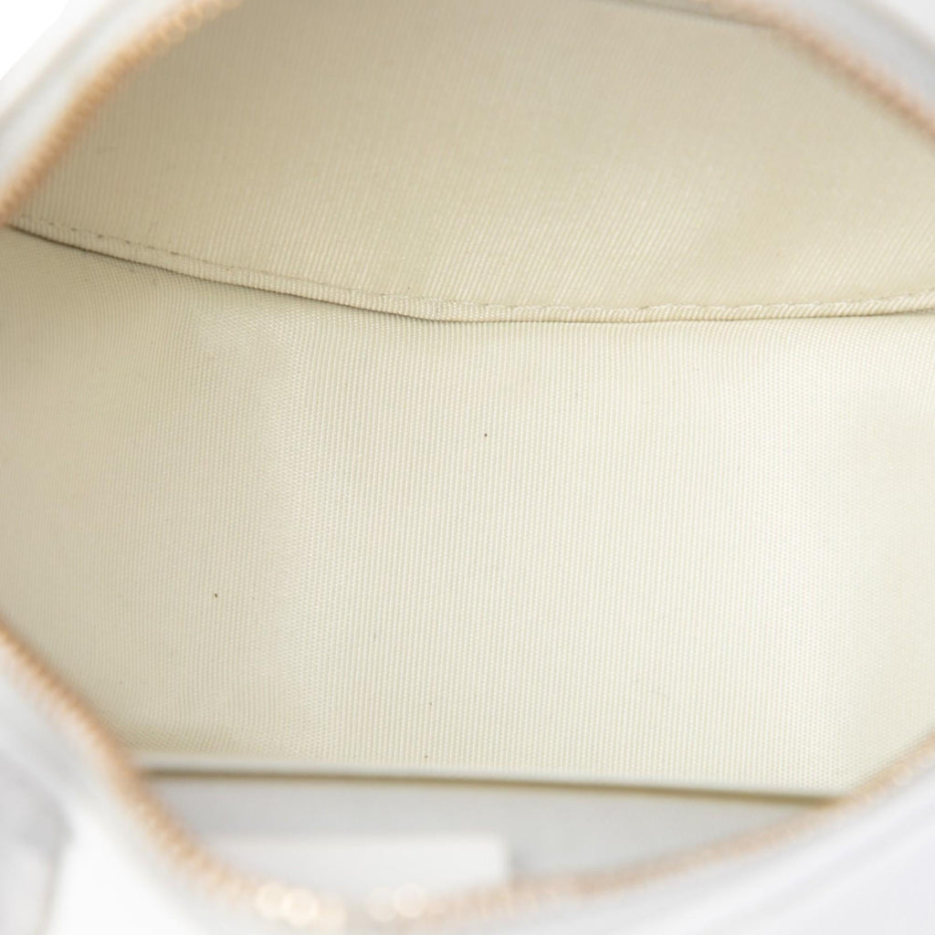 Chanel Quilted Goatskin 19 Round Clutch With Chain - White