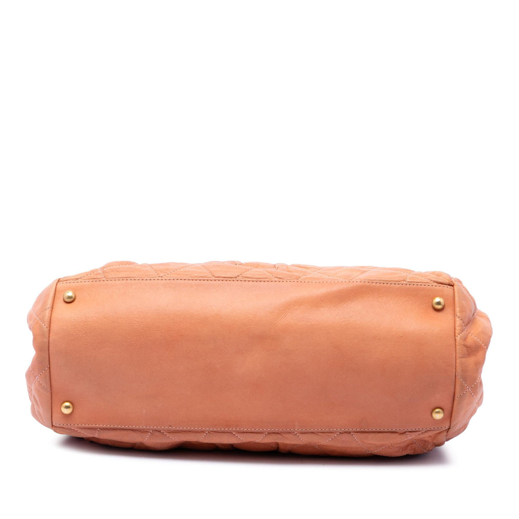 Chanel Quilted Iridescent Calfskin Chic Quilt Bowling Bag - Orange
