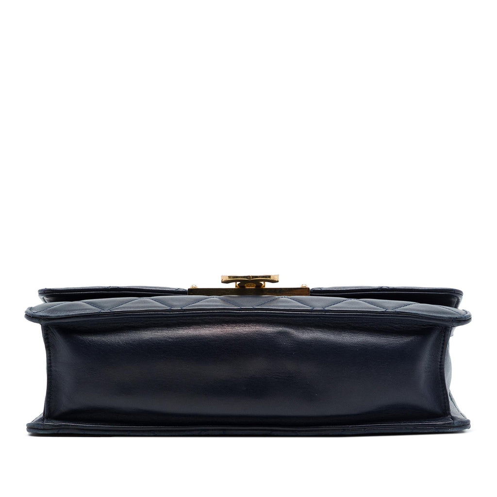 Chanel Quilted Lambskin Golden Class Flap Shoulder Bag - Blue