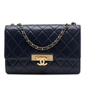 Chanel Quilted Lambskin Golden Class Flap Shoulder Bag - Blue
