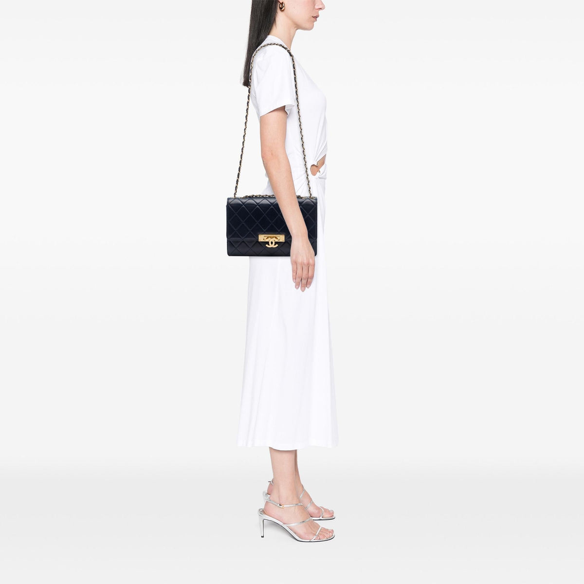 Chanel Quilted Lambskin Golden Class Flap Shoulder Bag - Blue