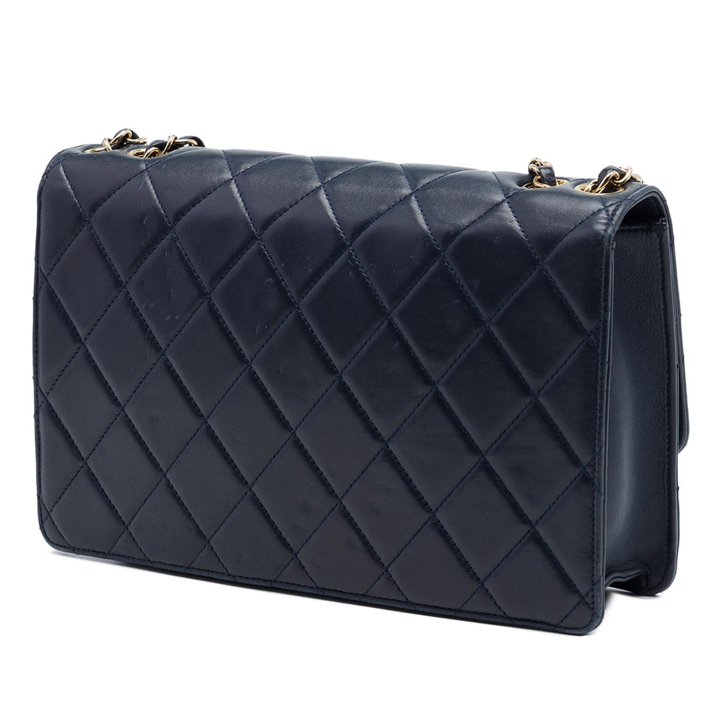 Chanel Quilted Lambskin Golden Class Flap Shoulder Bag - Blue
