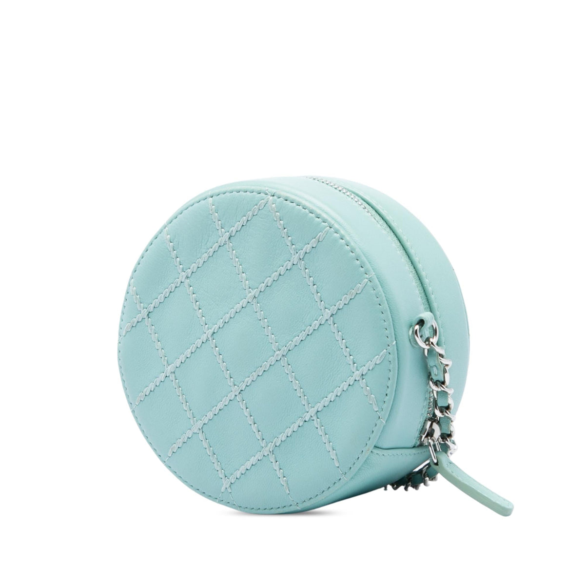 Chanel Quilted Lambskin Ultimate Stitch Round Clutch With Chain - Blue