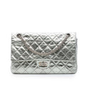 Chanel Quilted Metallic Aged Calfskin Reissue 2.55 Double Flap 226 Shoulder Bag - Silver
