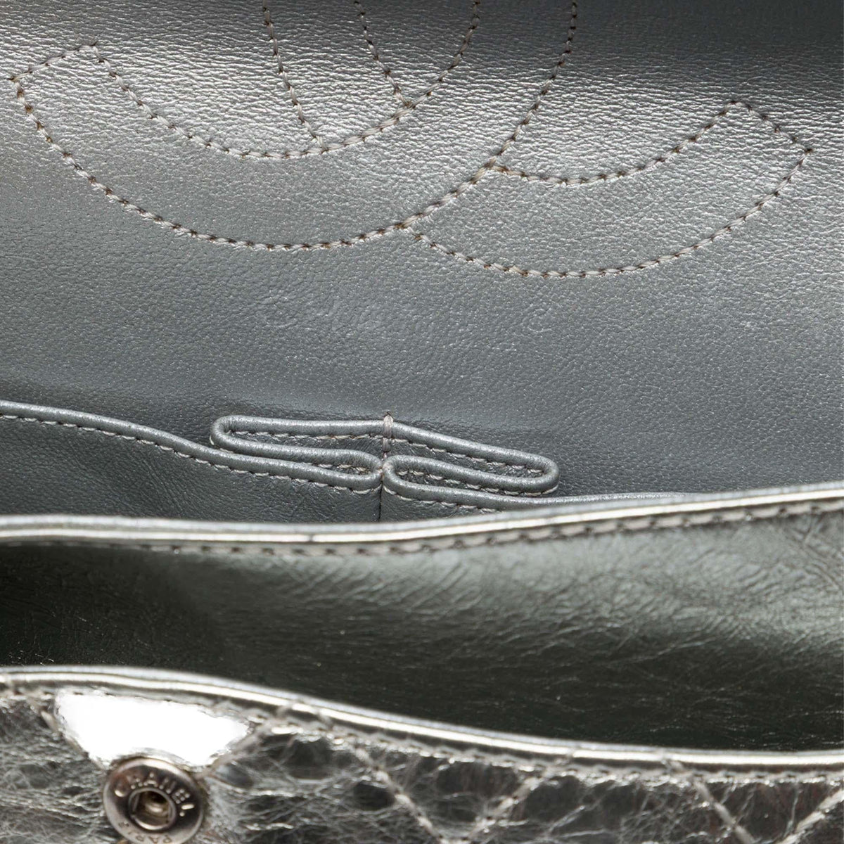 Chanel Quilted Metallic Aged Calfskin Reissue 2.55 Double Flap 226 Shoulder Bag - Silver