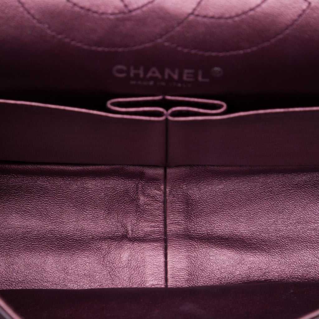 Chanel Quilted Metallic Aged Calfskin Reissue 2.55 Double Flap 226 Shoulder Bag - Purple