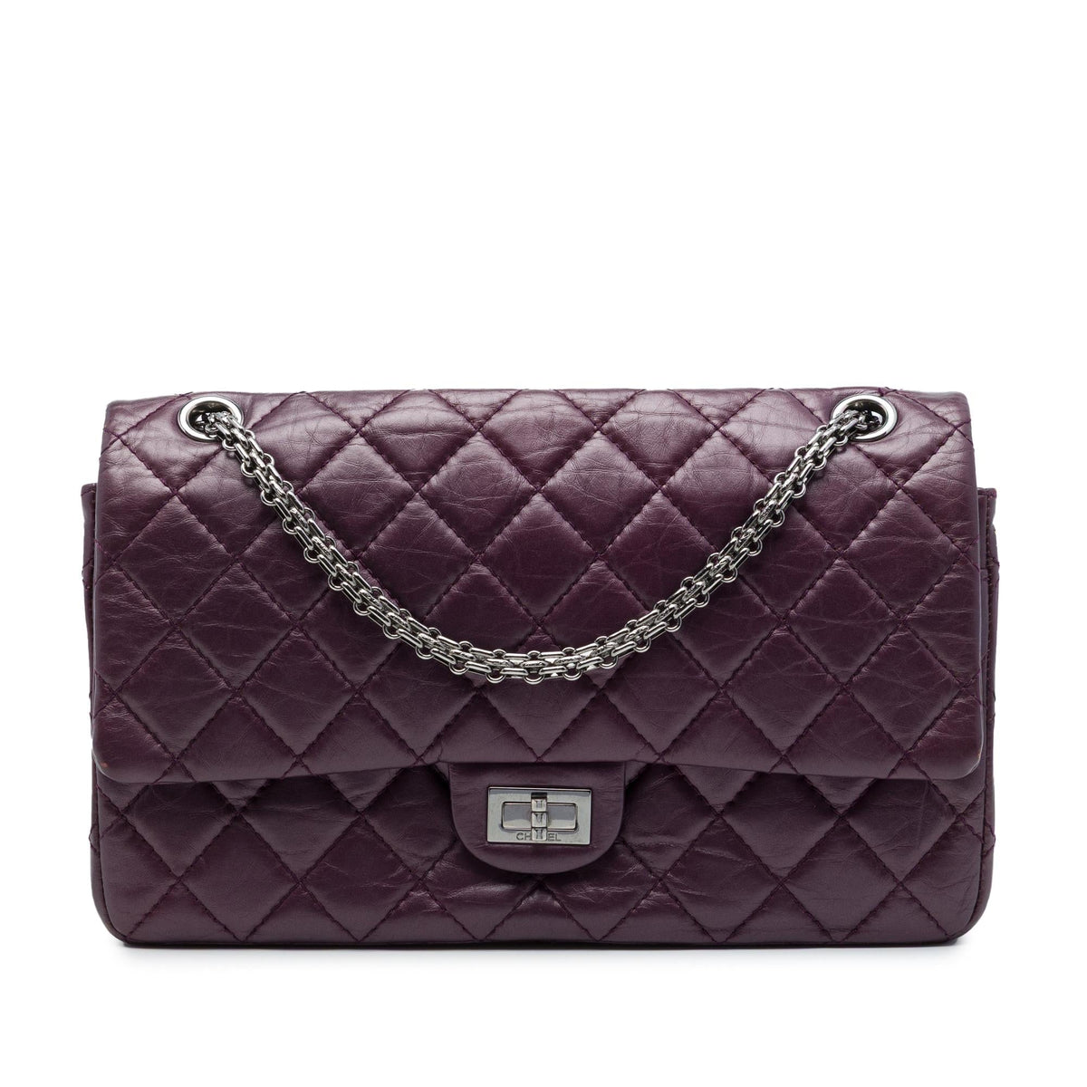 Chanel Quilted Metallic Aged Calfskin Reissue 2.55 Double Flap 226 Shoulder Bag - Purple