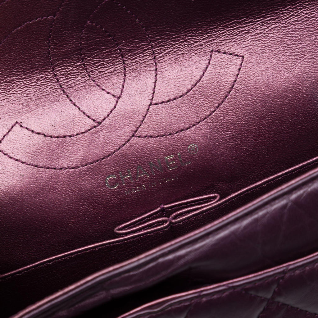 Chanel Quilted Metallic Aged Calfskin Reissue 2.55 Double Flap 226 Shoulder Bag - Purple