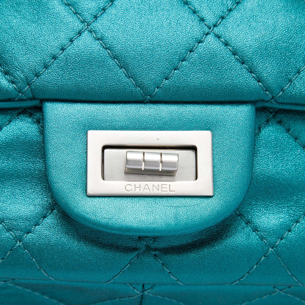 Chanel Quilted Metallic Calfskin Reissue 2.55 Flap 227 Shoulder Bag - Blue