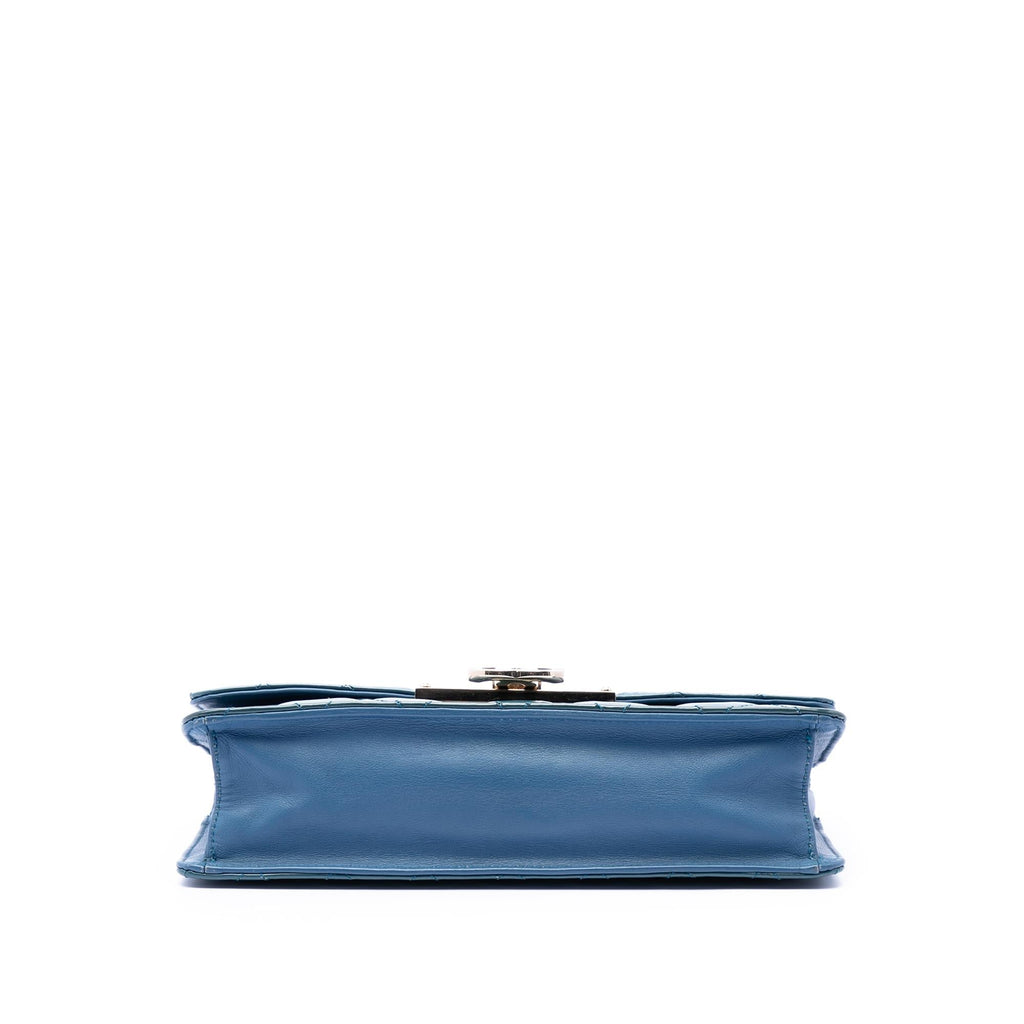 Chanel Quilted Patent Golden Class East West Wallet on Chain - Blue