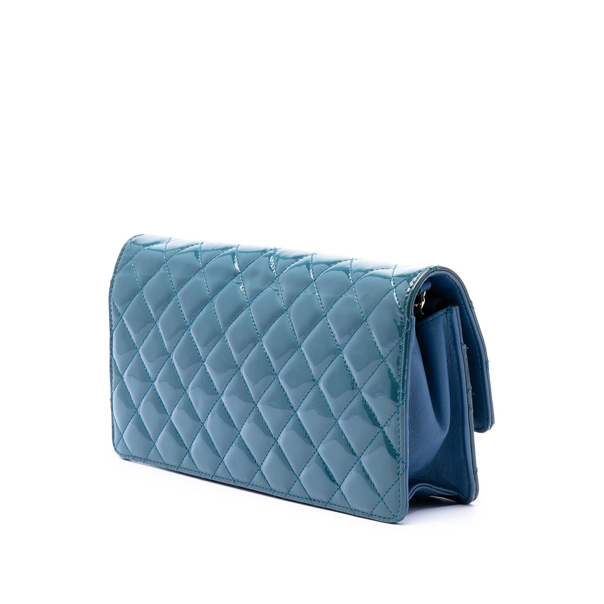 Chanel Quilted Patent Golden Class East West Wallet on Chain - Blue