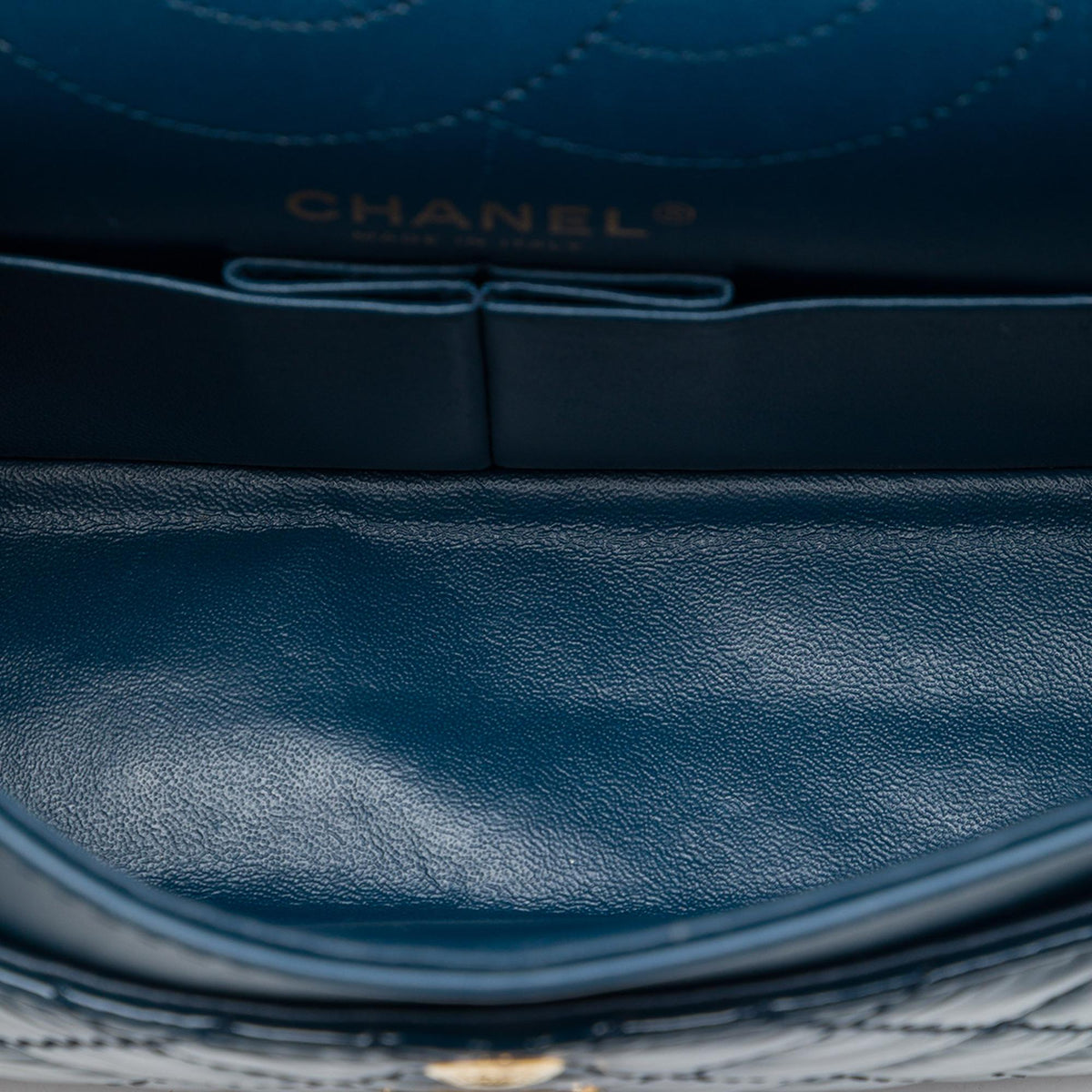 Chanel Quilted Patent Reissue 2.55 Double Flap 225 Shoulder Bag - Blue