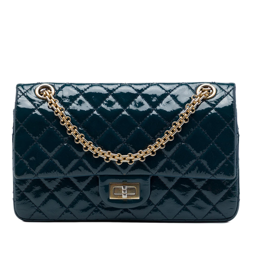 Chanel Quilted Patent Reissue 2.55 Double Flap 225 Shoulder Bag - Blue