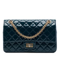 Chanel Quilted Patent Reissue 2.55 Double Flap 225 Shoulder Bag - Blue