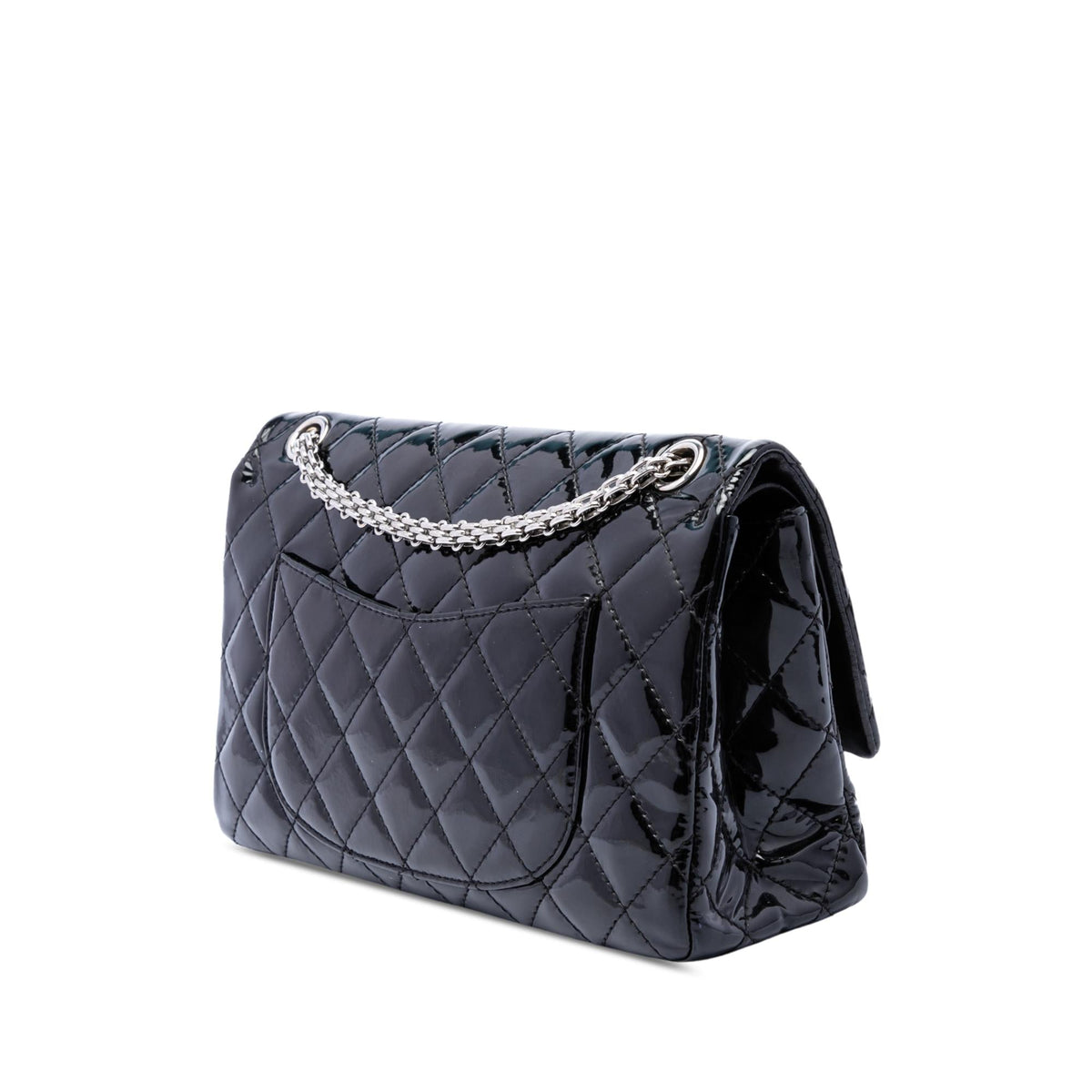 Chanel Quilted Patent Reissue 2.55 Double Flap 226 Crossbody Bag - Black