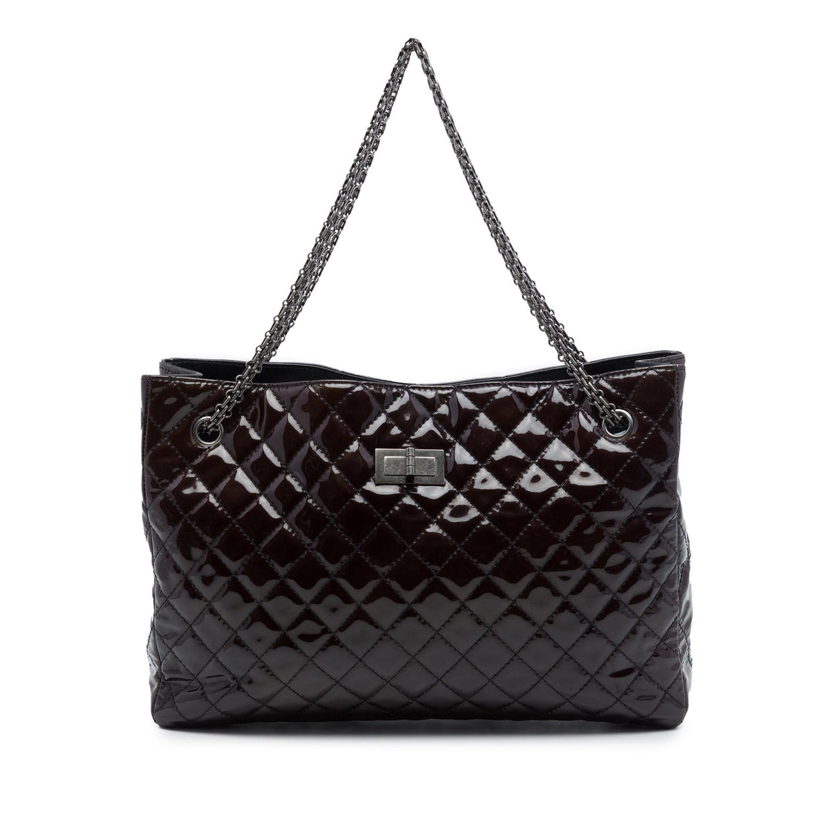 Chanel Quilted Patent Reissue 2.55 Tote Bag - Brown