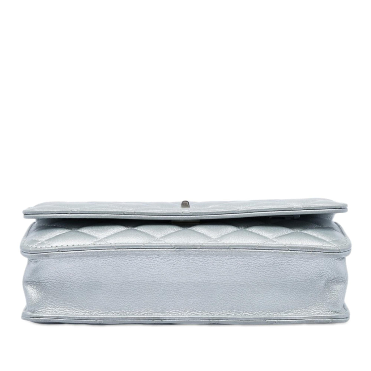 Chanel Reissue 2.55 Quilted Metallic Aged Calfskin Wallet on Chain - Silver