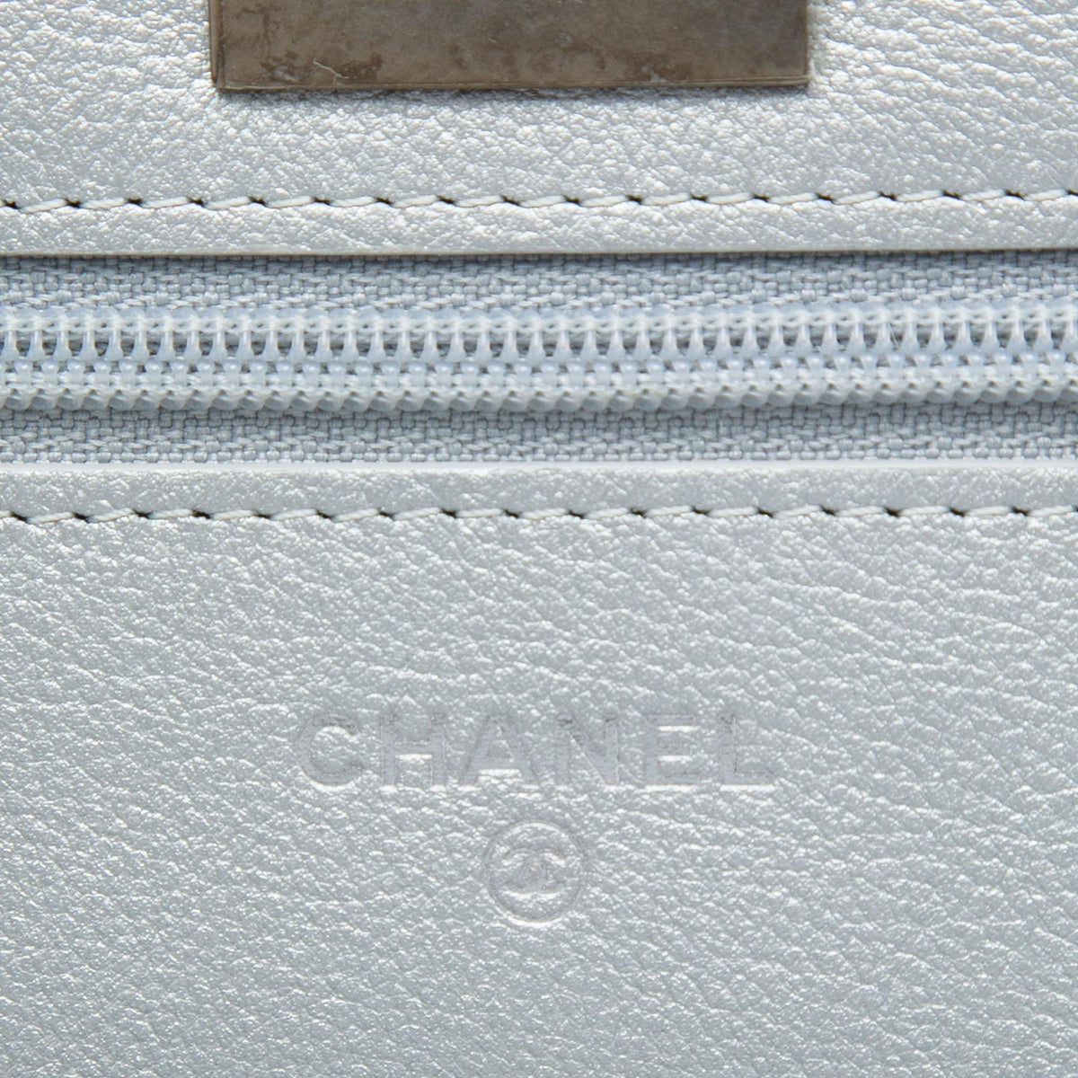 Chanel Reissue 2.55 Quilted Metallic Aged Calfskin Wallet on Chain - Silver