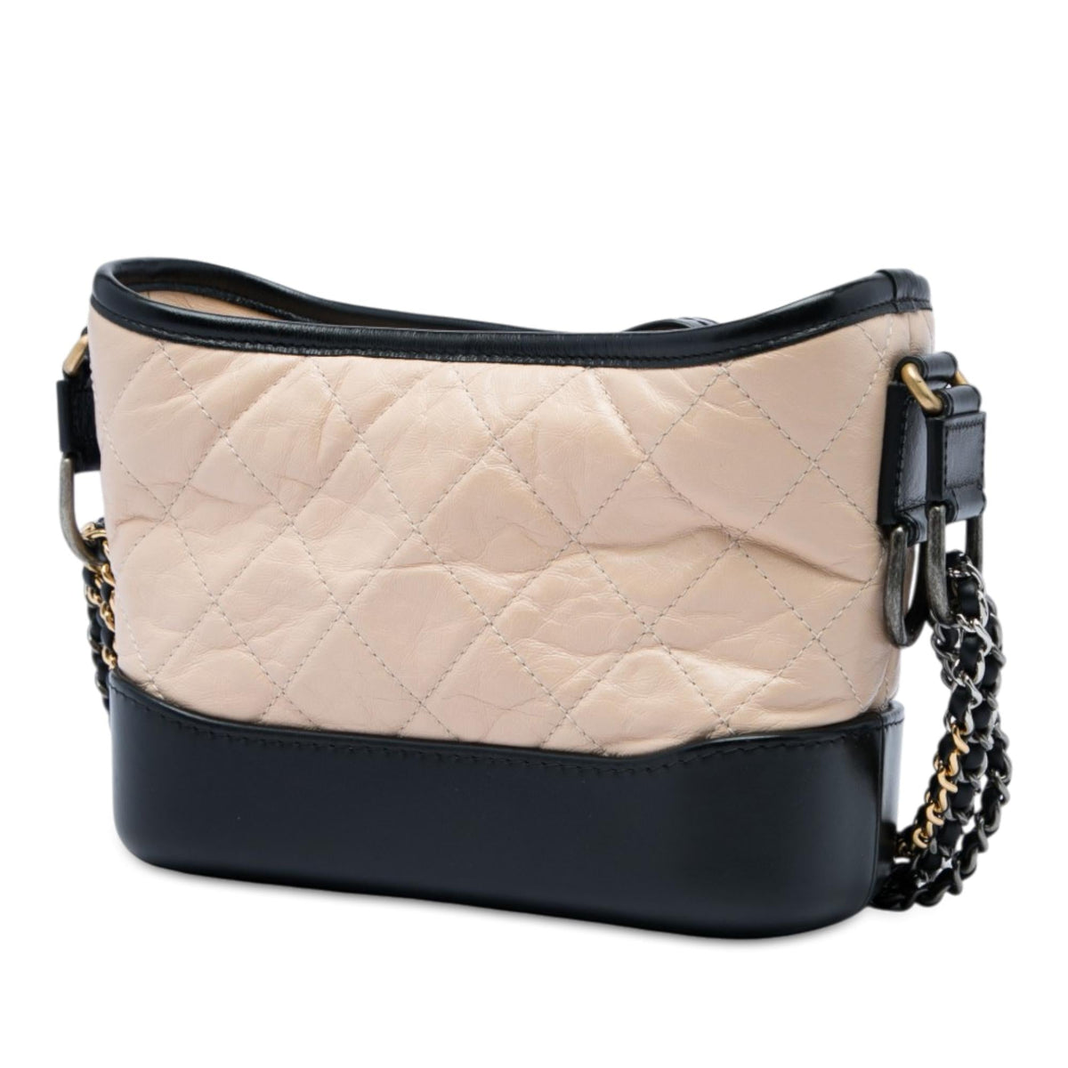 Chanel Small Bicolor Quilted Aged Calfskin Gabrielle Hobo - Black/Brown