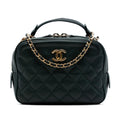 Chanel Small CC Quilted Calfskin Top Handle Vanity Case with Chain Satchel - Green