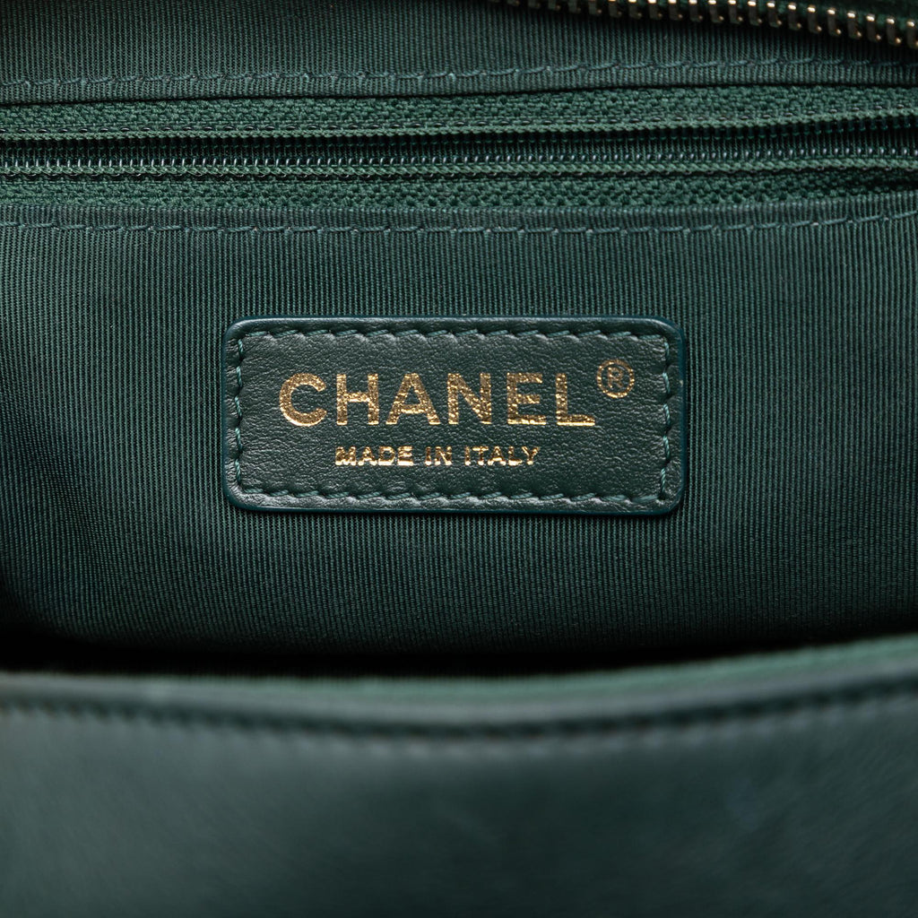 Chanel Small CC Quilted Calfskin Top Handle Vanity Case with Chain Satchel - Green