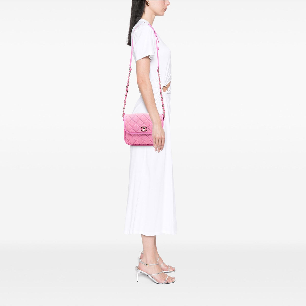 Chanel Small CC Quilted Denim Messenger Flap - Pink