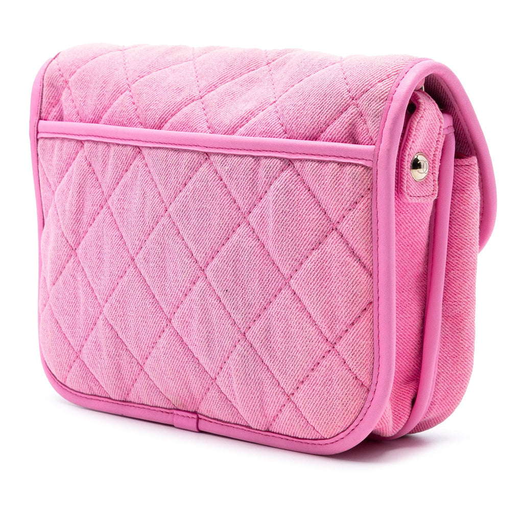 Chanel Small CC Quilted Denim Messenger Flap - Pink