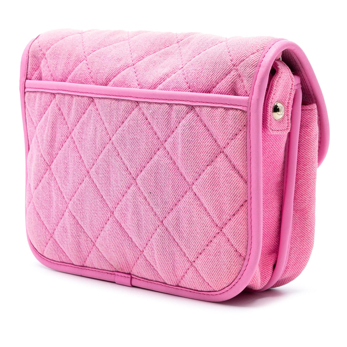 Chanel Small CC Quilted Denim Messenger Flap - Pink